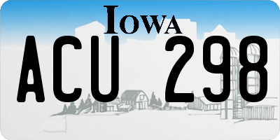 IA license plate ACU298