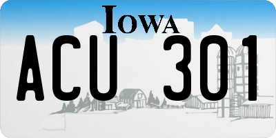 IA license plate ACU301