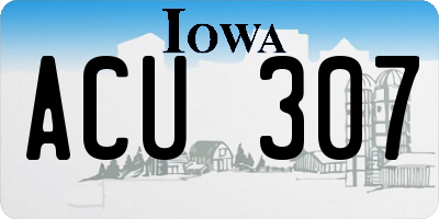 IA license plate ACU307