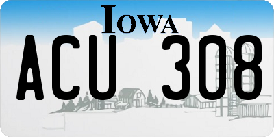 IA license plate ACU308