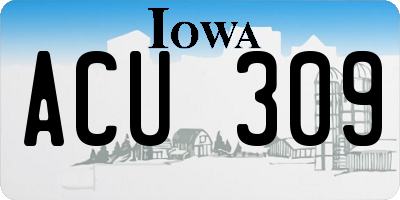 IA license plate ACU309