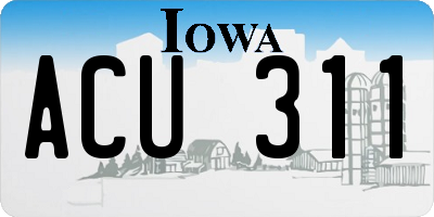 IA license plate ACU311