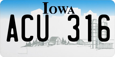 IA license plate ACU316