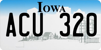 IA license plate ACU320