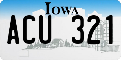 IA license plate ACU321