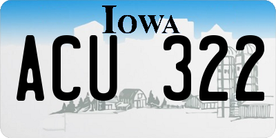 IA license plate ACU322