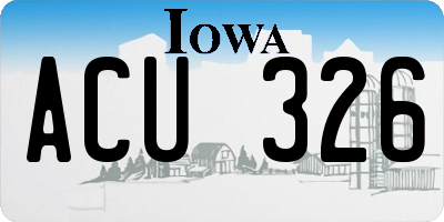 IA license plate ACU326