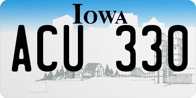 IA license plate ACU330