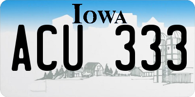 IA license plate ACU333
