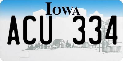 IA license plate ACU334