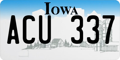 IA license plate ACU337
