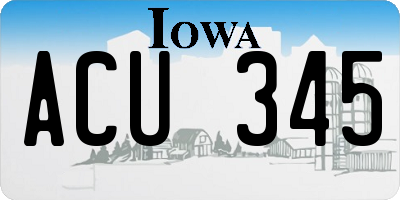 IA license plate ACU345