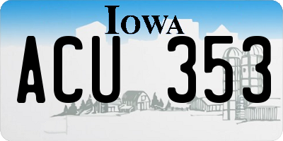 IA license plate ACU353