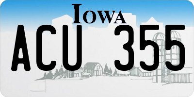 IA license plate ACU355