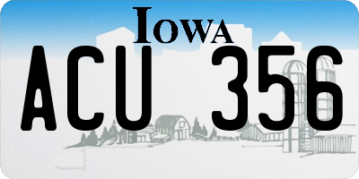 IA license plate ACU356