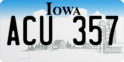 IA license plate ACU357