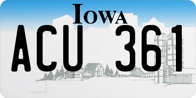 IA license plate ACU361