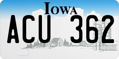 IA license plate ACU362