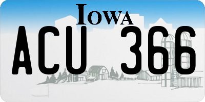 IA license plate ACU366
