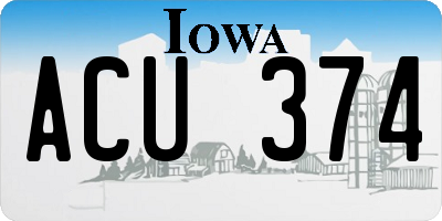 IA license plate ACU374