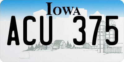 IA license plate ACU375