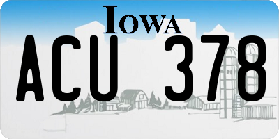 IA license plate ACU378