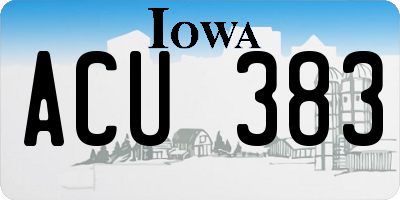 IA license plate ACU383