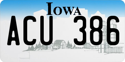 IA license plate ACU386