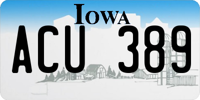 IA license plate ACU389