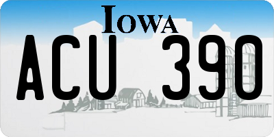 IA license plate ACU390