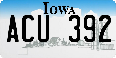 IA license plate ACU392