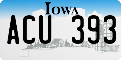 IA license plate ACU393