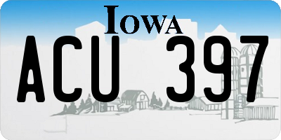 IA license plate ACU397