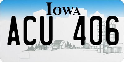IA license plate ACU406