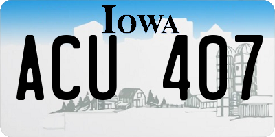 IA license plate ACU407