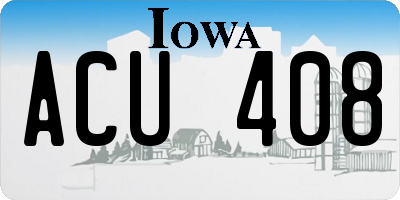 IA license plate ACU408