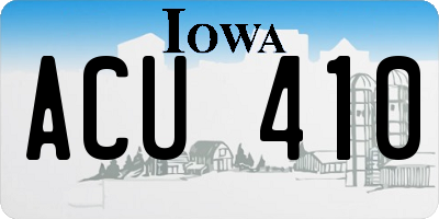 IA license plate ACU410