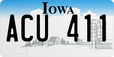 IA license plate ACU411