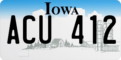 IA license plate ACU412