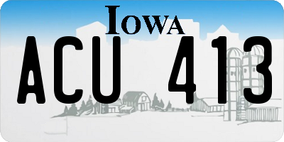 IA license plate ACU413