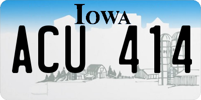 IA license plate ACU414