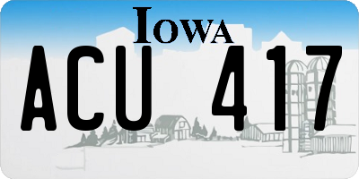 IA license plate ACU417