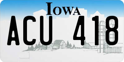 IA license plate ACU418
