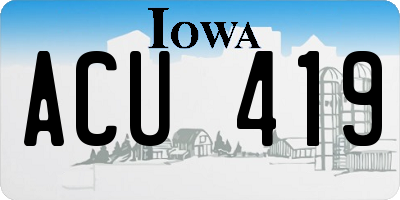 IA license plate ACU419