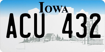 IA license plate ACU432