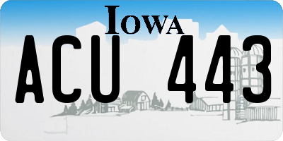 IA license plate ACU443