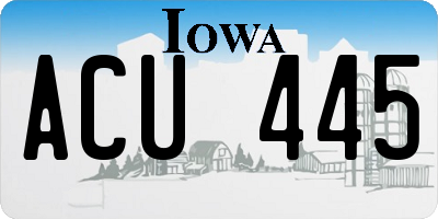 IA license plate ACU445
