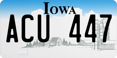 IA license plate ACU447
