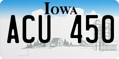 IA license plate ACU450