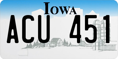 IA license plate ACU451